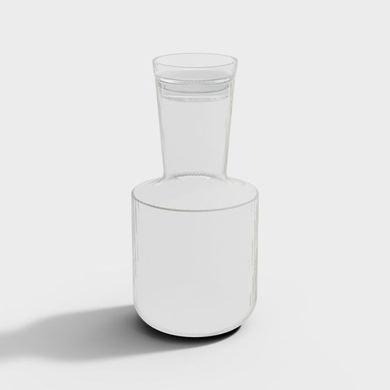 Elegant Transparent Glass Bottle 3D model