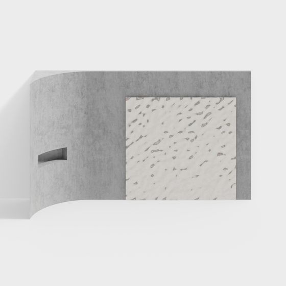 Low-Polygon Concrete Wall with Marble Window 3D model