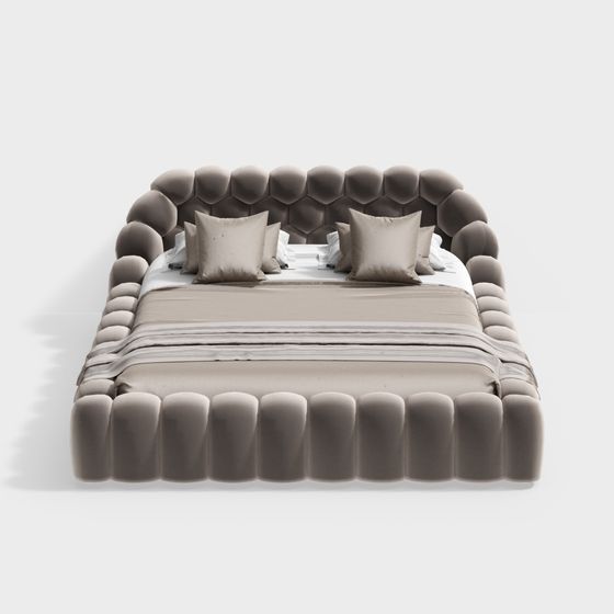 Elegant Low-Polygon Bed 3D Model