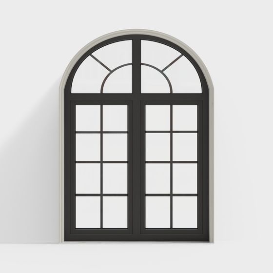 Elegant Arched Double Window 3D model