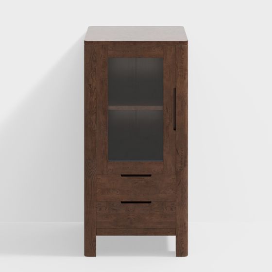 Wooden Display Cabinet 3D model