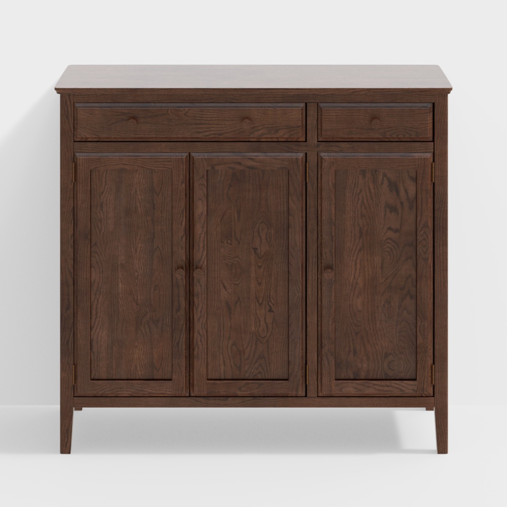 Minimalist Wooden Storage Cabinet 3D Model – Low-Poly Wood