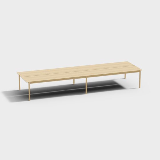 Minimalist Rectangular Wooden Table 3D model