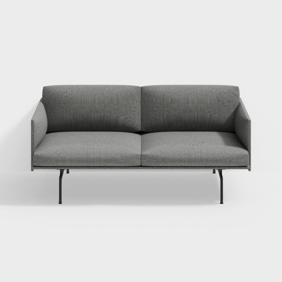 Modern Minimalist Gray Sofa 3D model