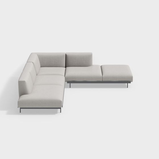 Urban Comfort Low-Poly Sofa 3D model for Creative Spaces