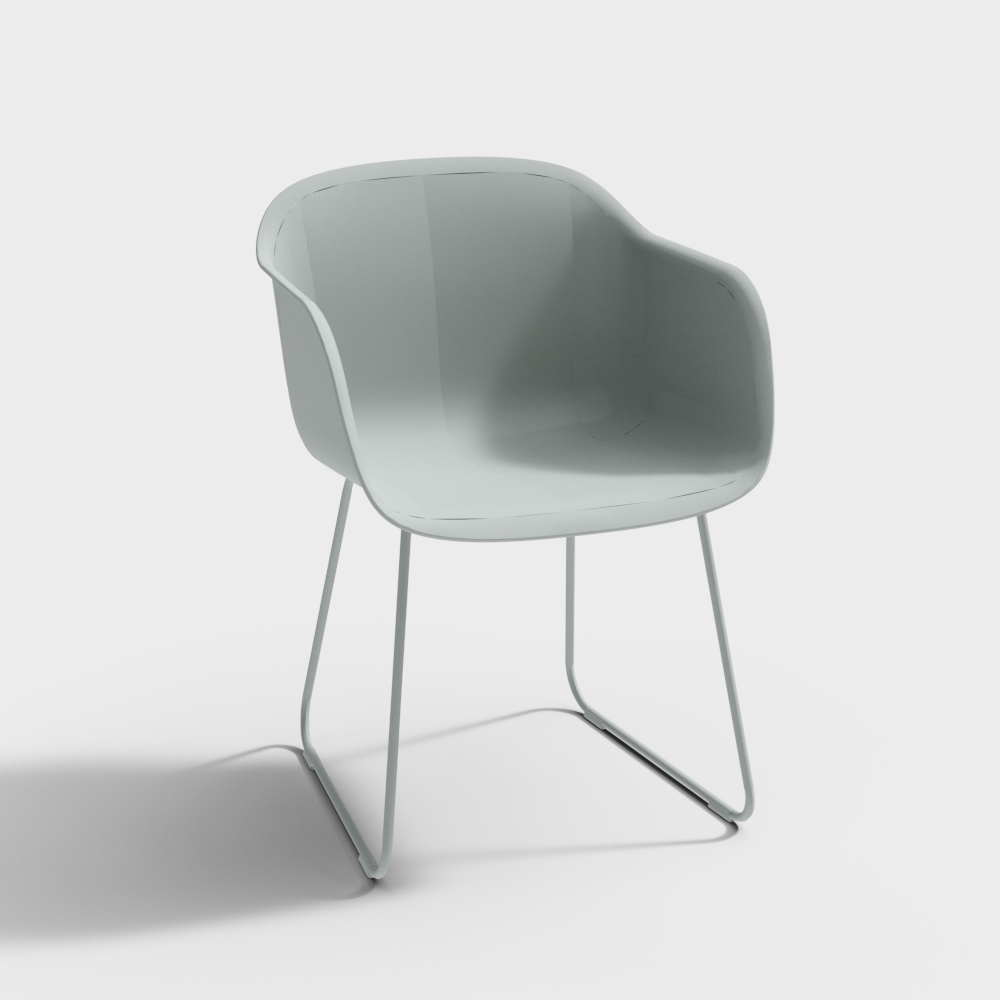 Streamlined Armchair 3D Model – Modern Gray Metal Design