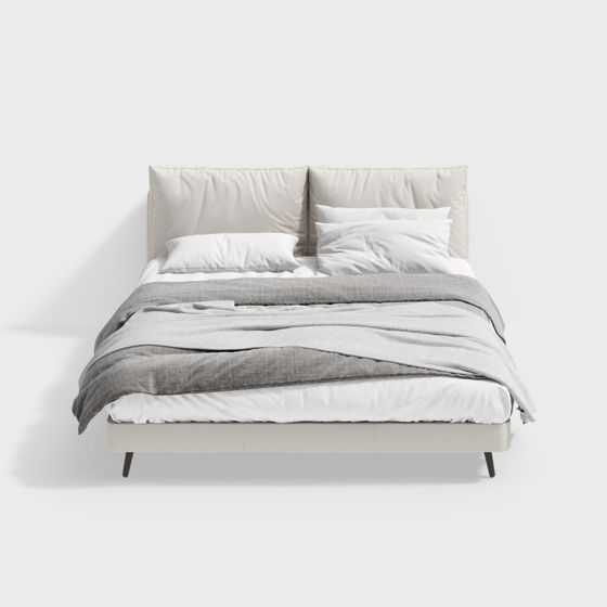 Stylish Low-Poly Bed 3D model for Modern Spaces