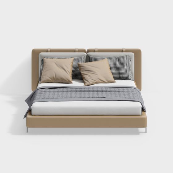 Elegant Low-Polygon Bed 3D model for Modern Interiors