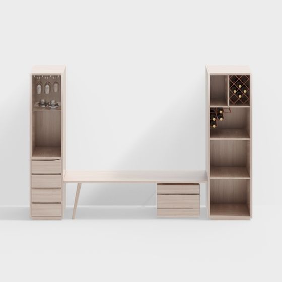 Elegant Wine Cabinet Set 3D model for Modern Interiors