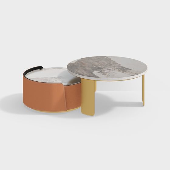 Elegant Round Marble Coffee Table 3D model