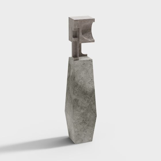 Low-Poly Concrete Sculpture 3D model