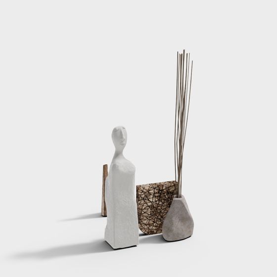 Abstract Low-Poly Sculptural 3D model