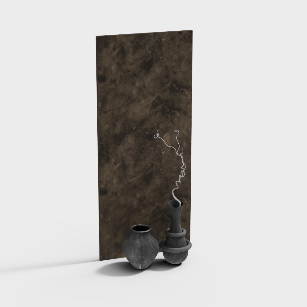 Wabi-sabi style (floor-standing painted clay pot)