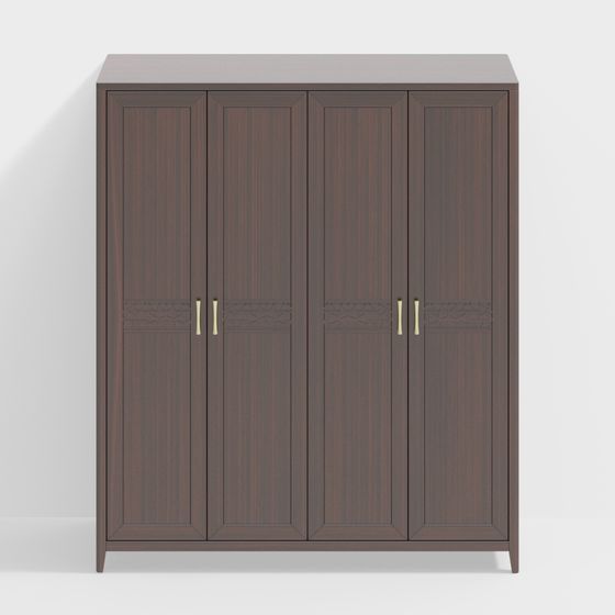 Stylish Four-Door Wardrobe 3D model for Modern Spaces