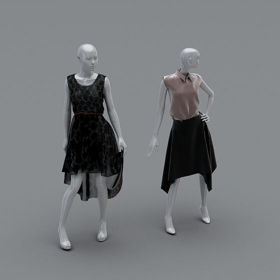 Elegant Low-Polygon Fashion Display Model 3D model