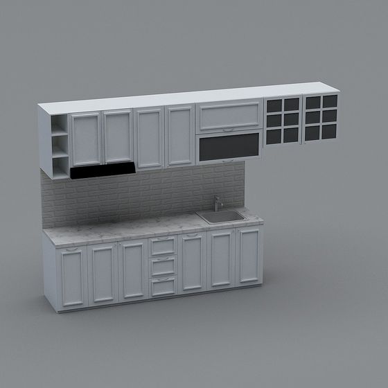Sleek Minimalist Kitchen Cabinet 3D model