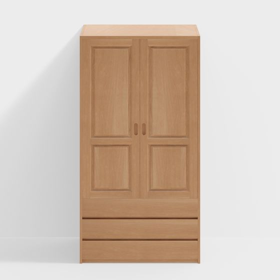 Minimalist Wooden Wardrobe 3D model