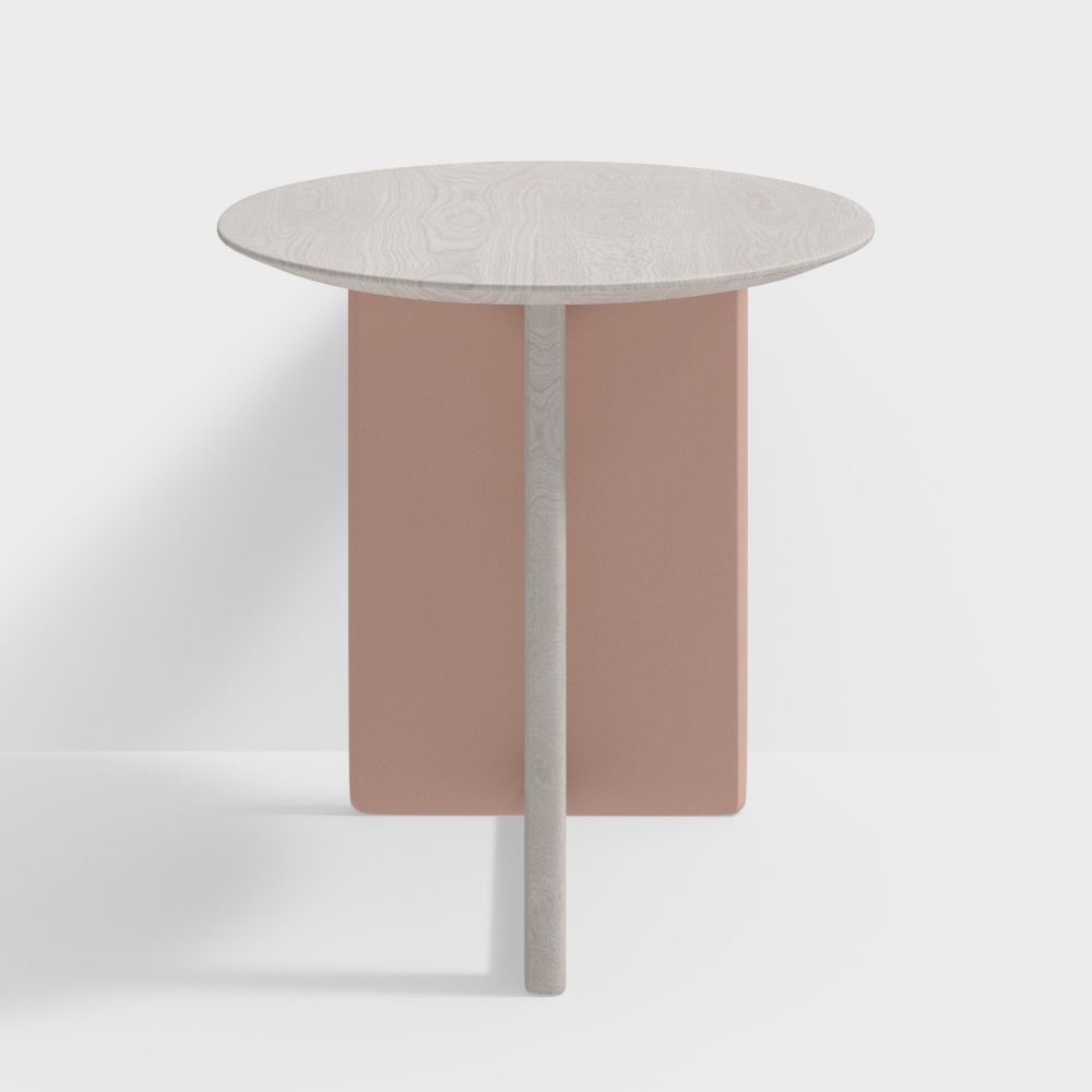 Minimalist Round Table 3D Model – Low-Poly Wood & Metal