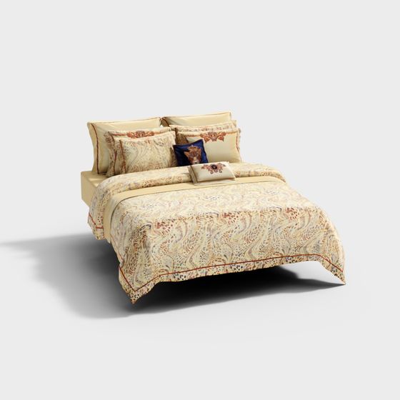 Elegant Low-Poly 3D Bed Model for Modern Interiors