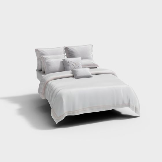 Stylish Low-Poly Bed 3D Model for Contemporary Spaces