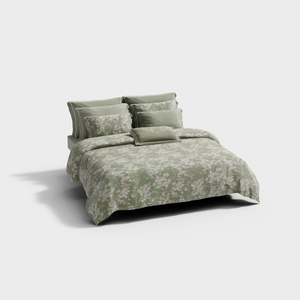 Luxurious Floral Bed 3D Model – Modern Floral Design