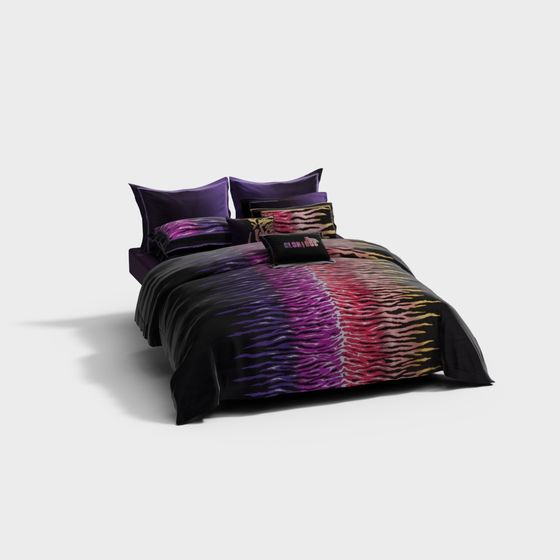 Contemporary Artistic Bed 3D model with Vibrant Colors