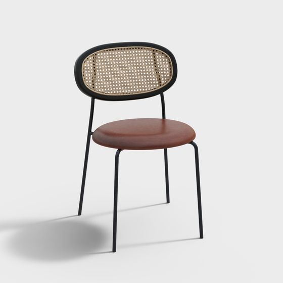 Stylish Adam Dining Chair 3D Model in Khaki with Black Feet