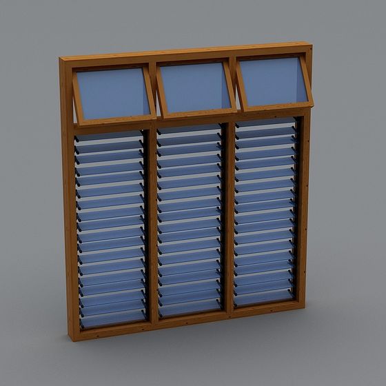 Wooden Louvered Window 3D model for Modern Interiors