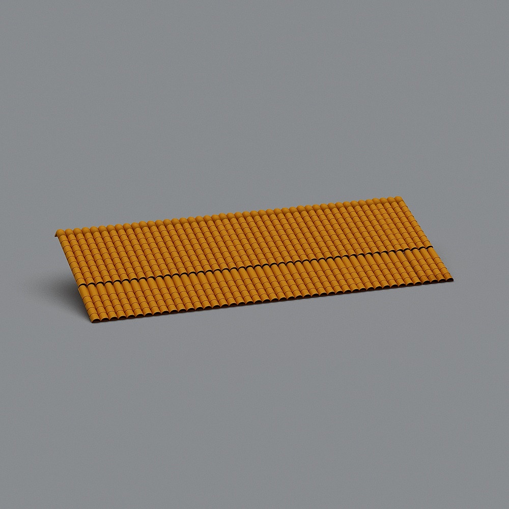 Orange clay roof tiles with curved texture on grey background