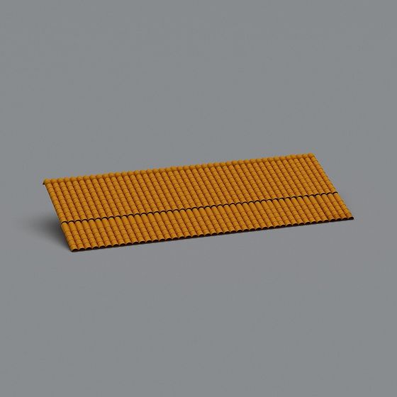 Orange clay roof tiles with curved texture on grey background