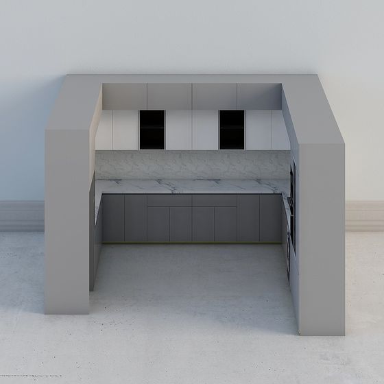 Modern Minimalist Kitchen 3D model Design