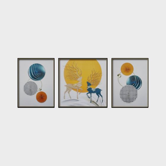 Abstract Deer Triptych 3D model