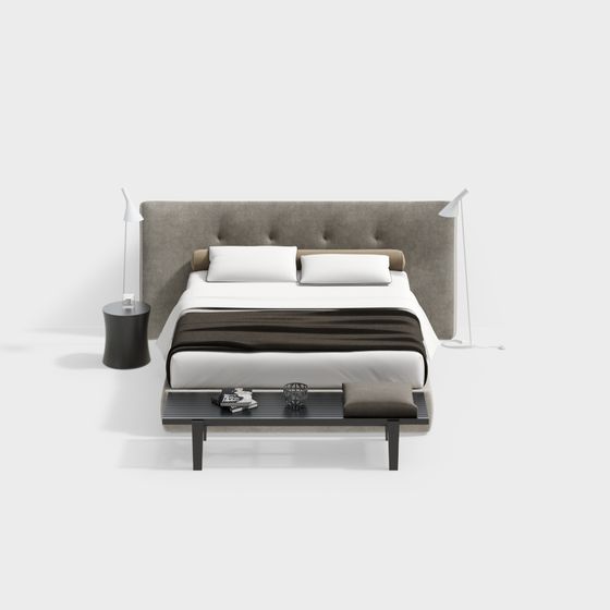 Elegant 3D Bed Model for Modern Interiors