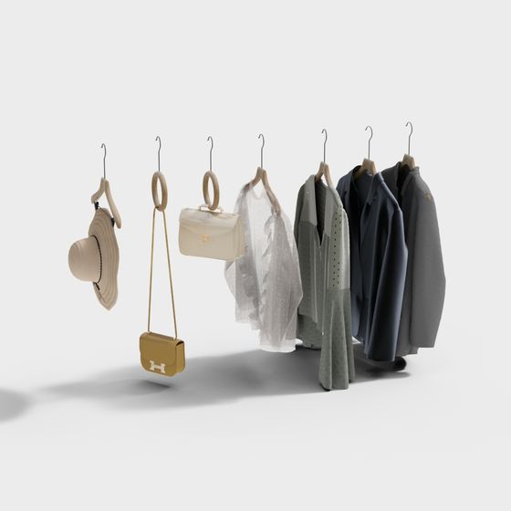 Chic Low-Poly Clothing Rack 3D model for Designers