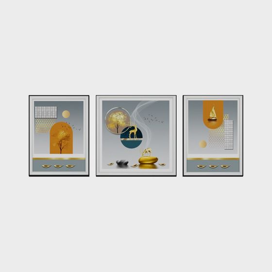 Abstract Nature Triptych 3D Model