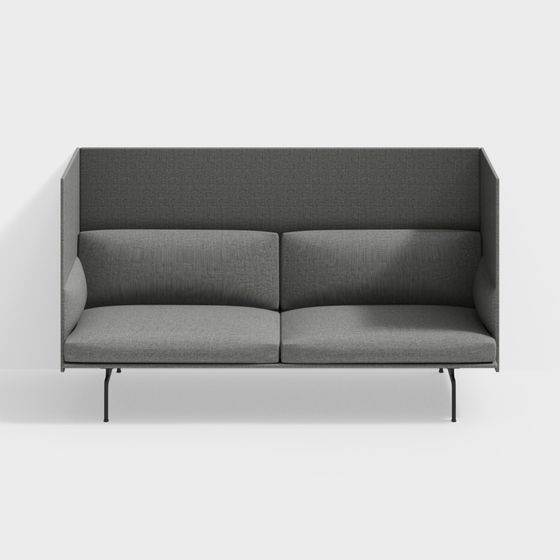 Modern Minimalist Sofa 3D Model – Gray Fabric Design