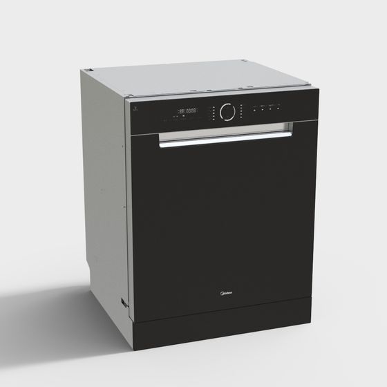 Sleek Black Dishwasher 3D Model for Kitchen Spaces