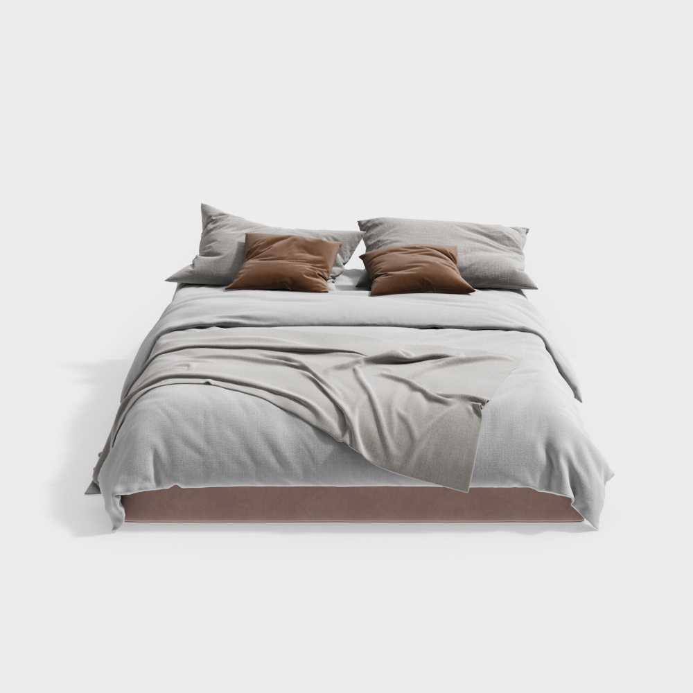 Cozy Low-Polygon 3D Bed Model – Modern Interior Furniture