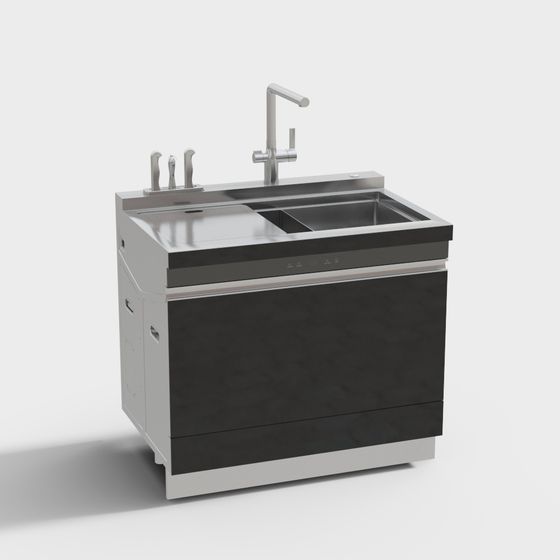 Stylish Low-Poly Kitchen Sink 3D model