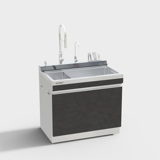 Stylish Low-Polygon Kitchen Sink 3D model