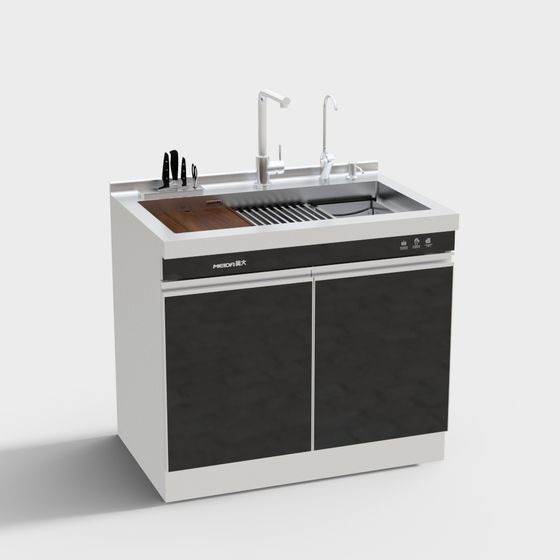 Stylish Kitchen Sink Cabinet 3D model