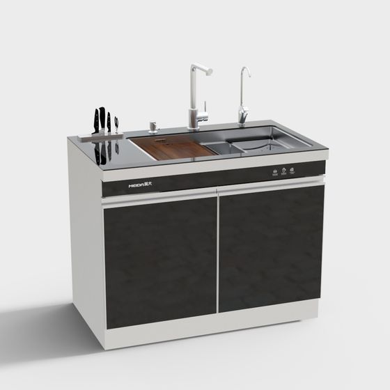 Modern Kitchen Sink Cabinet 3D model
