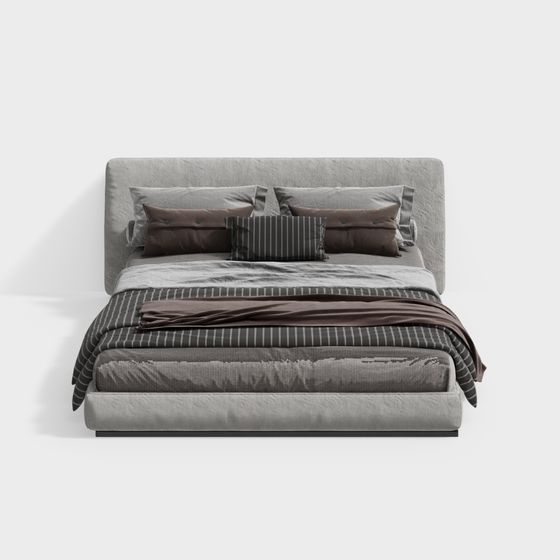 Elegant Modern Bed 3D model for Stylish Interiors