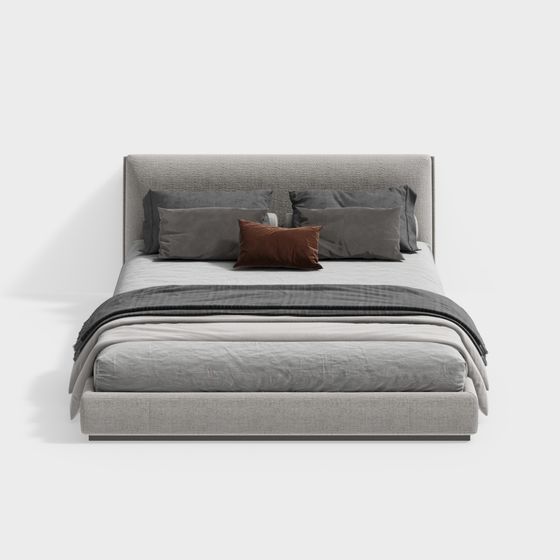 King Size Bed 3D Model in Cozy Brown