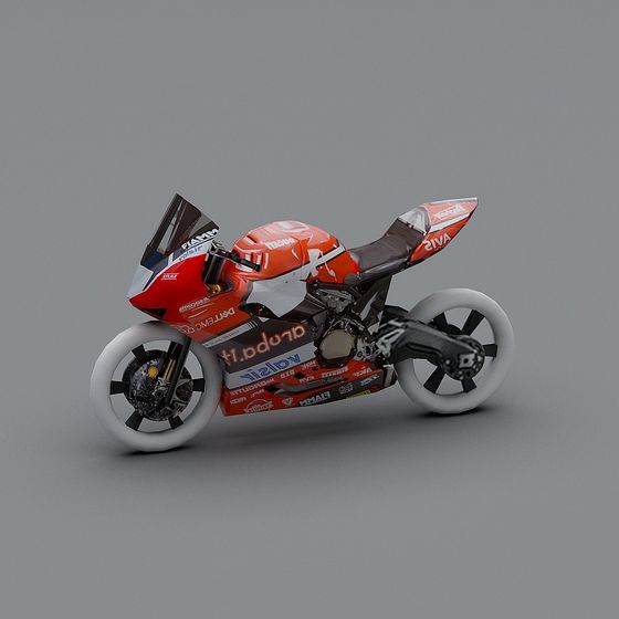 Dynamic Red 3D Motorcycle Model
