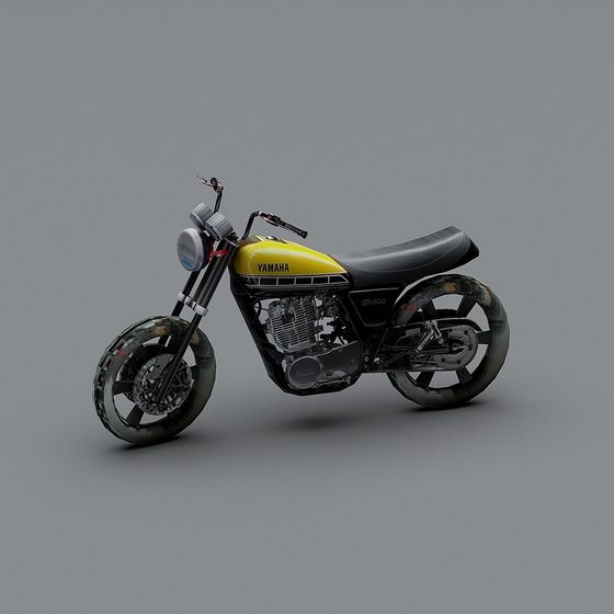 Vintage Yamaha SR400 Motorcycle 3D model