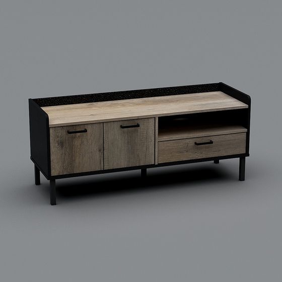 Elegant Industrial Style TV Cabinet 3D model