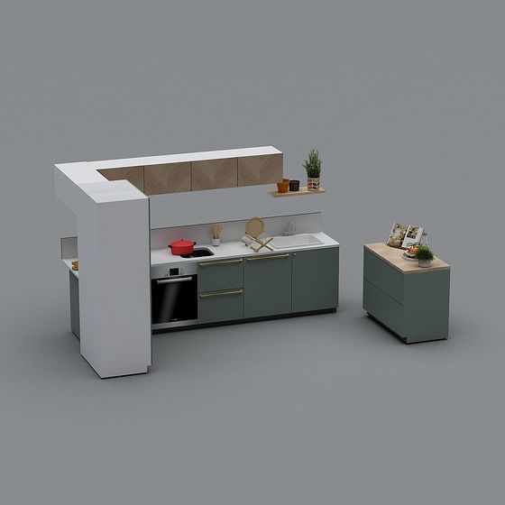 Modern Low-Polygon Kitchen Design 3D model
