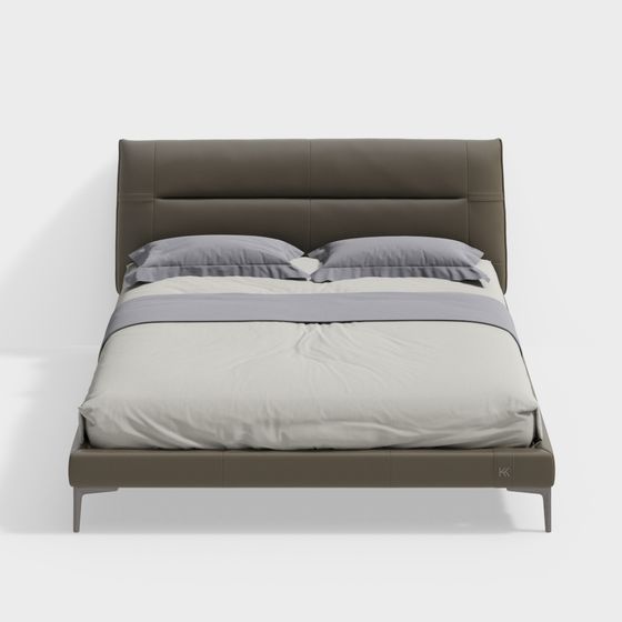 Elegant Low-Poly Bed 3D model for Modern Interiors