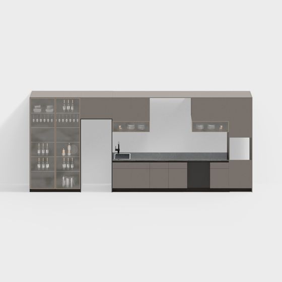 Modern Low-Poly Bar Cabinet 3D model